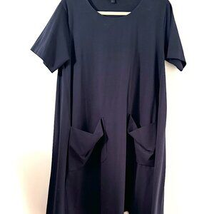 COS navy swing dress with front pockets so cute and wearable